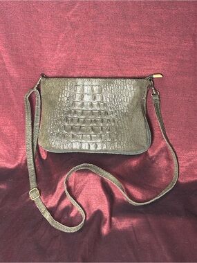 Olive Green Croc 🐊 Suede Crossbody Bag Italy Leather ✨